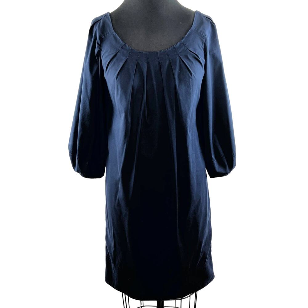 Diane Von Furstenberg DVF Blue Balloon Sleeve Round Neck Cotton Blend Dress 4